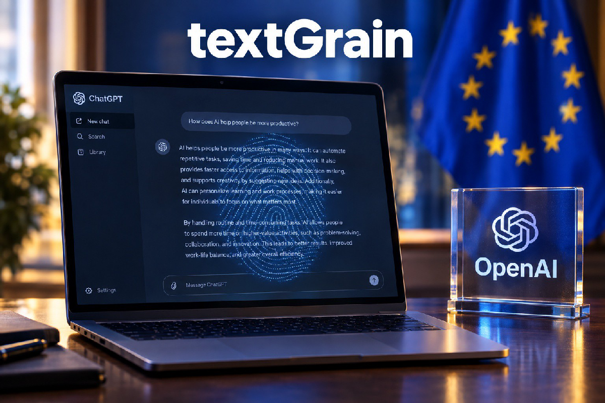 OpenAI gắn thủy vân vô hình textGrain vào chữ ChatGPT ở EU