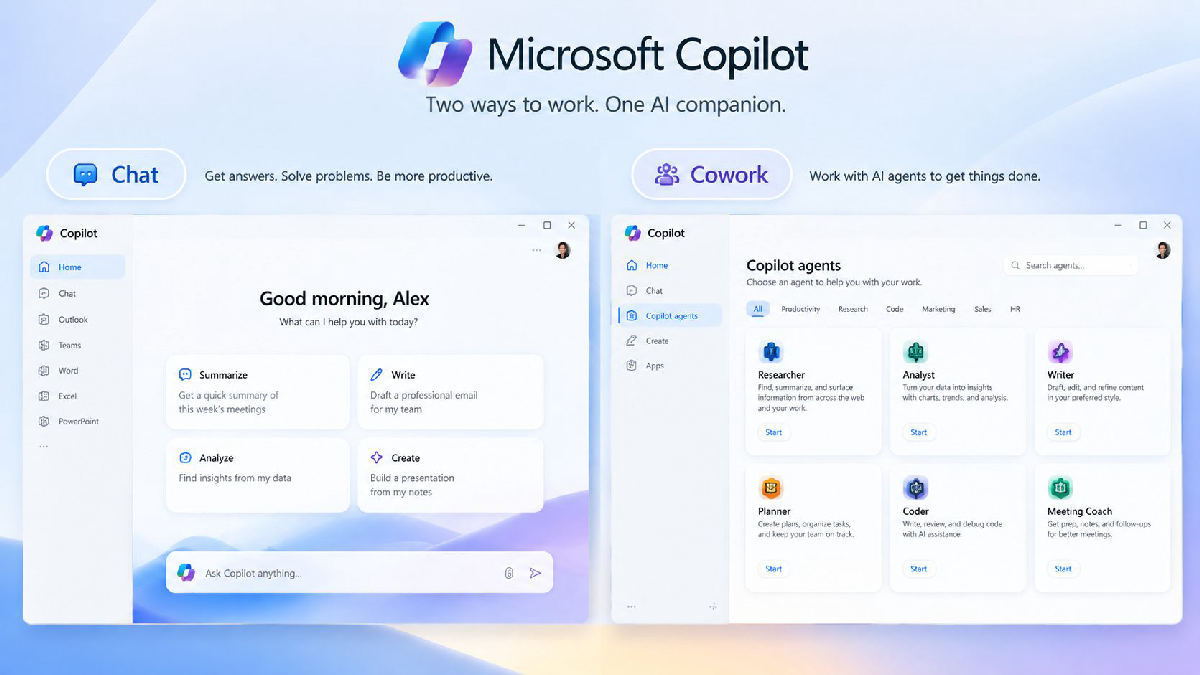 Microsoft Copilot Home Chat và Cowork